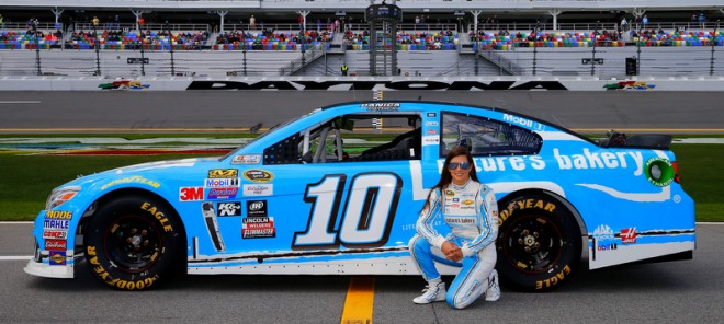 during qualifying for the NASCAR Sprint Cup Series Daytona 500 at Daytona International Speedway on February 14, 2016 in Daytona Beach, Florida.