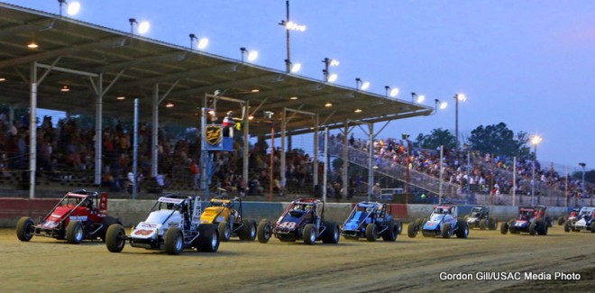 USAC-Silver-Crown-Terre-Haute-7-2-15-Parade-Lap-Gordon-Gill-photo