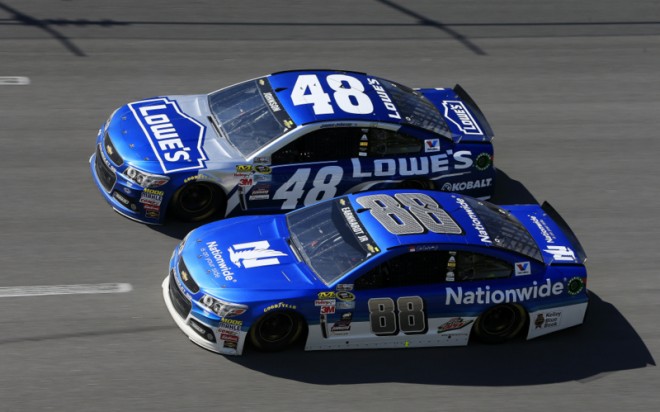 during the NASCAR Sprint Cup Series GEICO 500 at Talladega Superspeedway on May 3, 2015 in Talladega, Alabama.