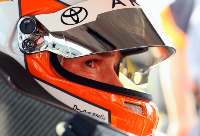 SPARTA, KY - JULY 06:  Daniel Suarez, driver of the #51 ARRIS Toyota, sits in his car during practice at Kentucky Speedway on July 6, 2015 in Sparta, Kentucky.  (Photo by Matt Sullivan/Getty Images)