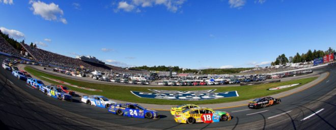 LOUDON, NH - SEPTEMBER 25:  Cars race during the NASCAR Sprint Cup Series Bad Boy Off Road 300 at New Hampshire Motor Speedway on September 25, 2016 in Loudon, New Hampshire.  (Photo by Matt Sullivan/Getty Images)