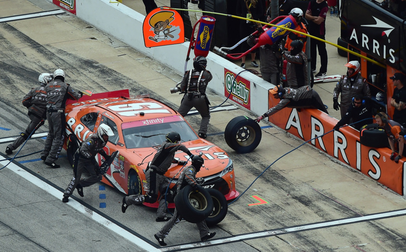 FORT WORTH, TX - NOVEMBER 05: Daniel Suarez, driver of the #19 ARRIS Toyota, pits during the NASCAR XFINITY Series O'Reilly Auto Parts Challenge at Texas Motor Speedway on November 5, 2016 in Fort Worth, Texas. (Photo by Jared C. Tilton/Getty Images)