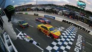 Logano wins at Martinsville in wild, controversial finish