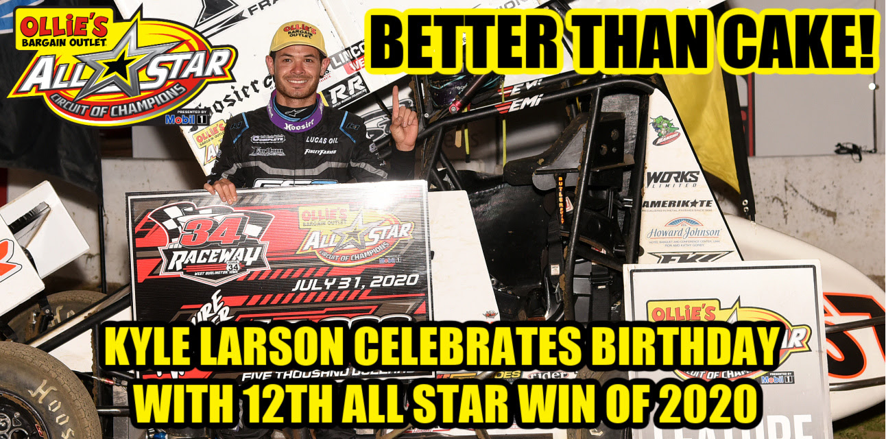 Kyle Larson celebrates birthday at 34 Raceway and secures 12th All Star victory of 2020